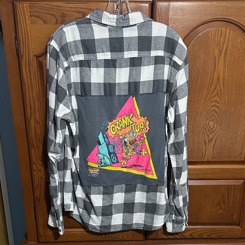 Mother Goose and Grimm upcycled flannel tee One of a Kind